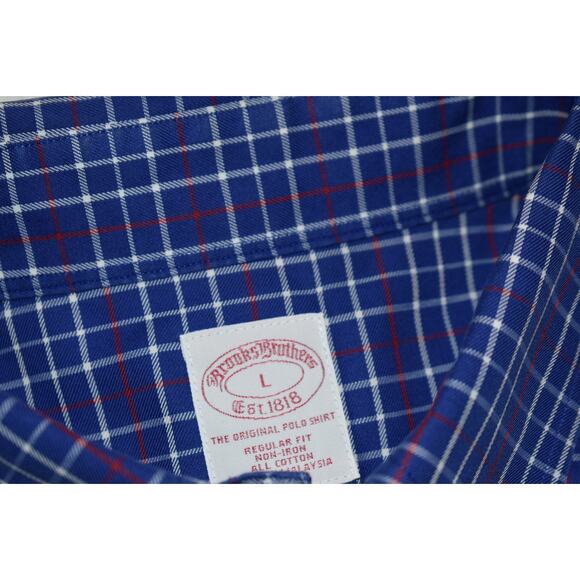 Brooks Brothers Dress Shirt Mens Size Large Non-Iron Blue Plaid - Picture 4 of 6